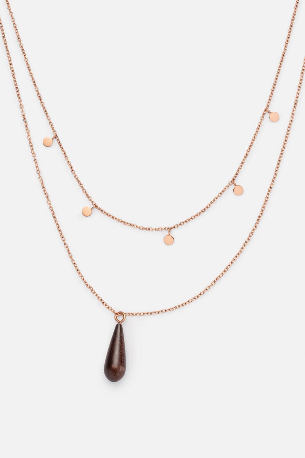 Kerbholz DROP DOUBLE NECKLACE Walnuss