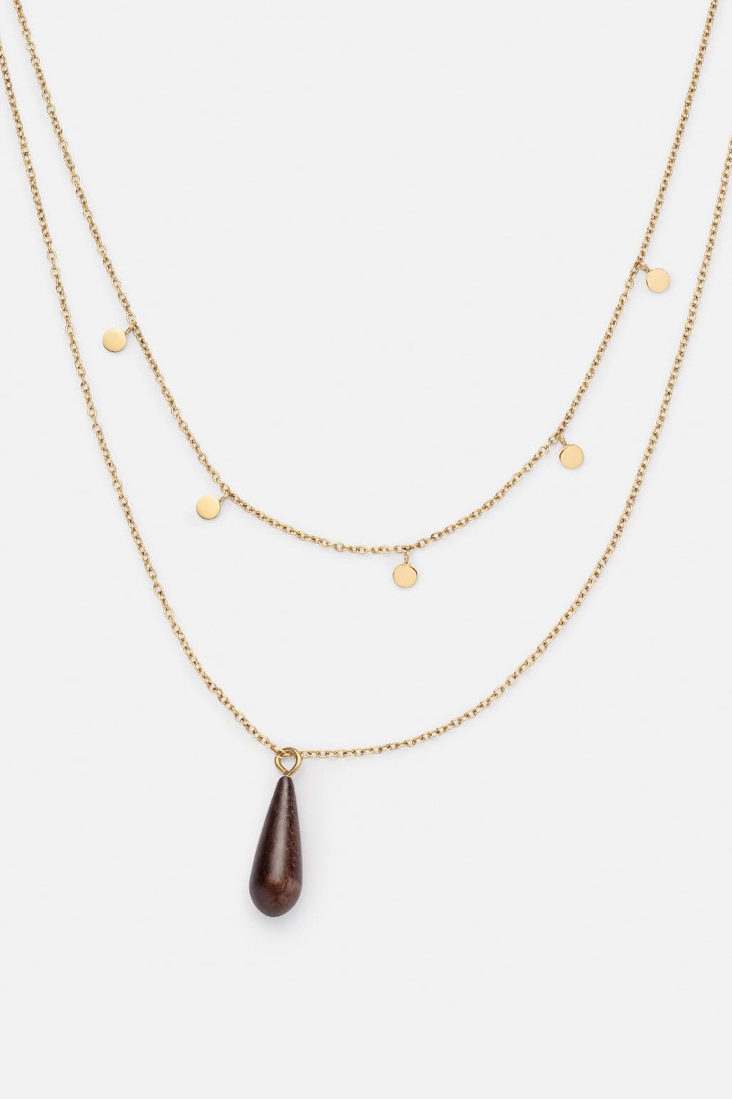 Kerbholz DROP DOUBLE NECKLACE Walnuss