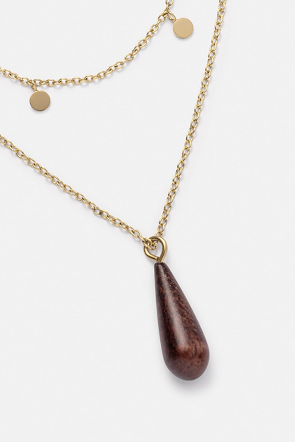 Kerbholz DROP DOUBLE NECKLACE Walnuss