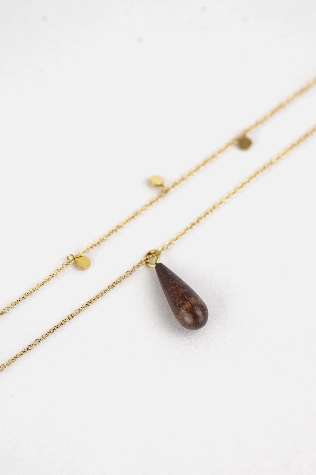 Kerbholz DROP DOUBLE NECKLACE Walnuss