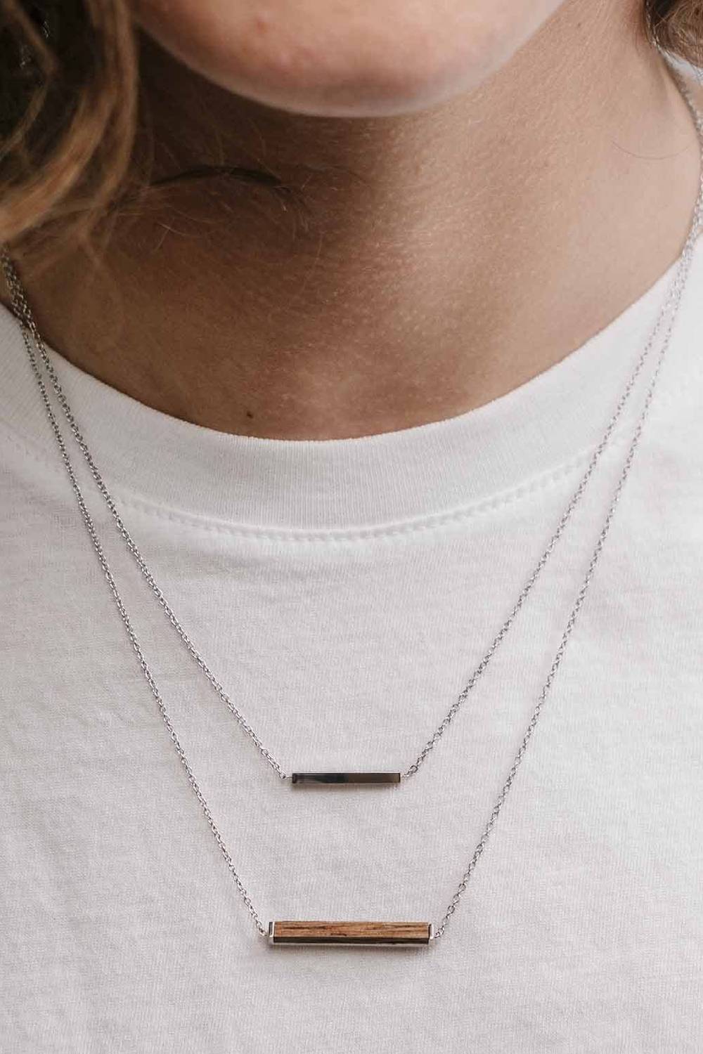 Kerbholz RECTANGLE NECKLACE Walnuss