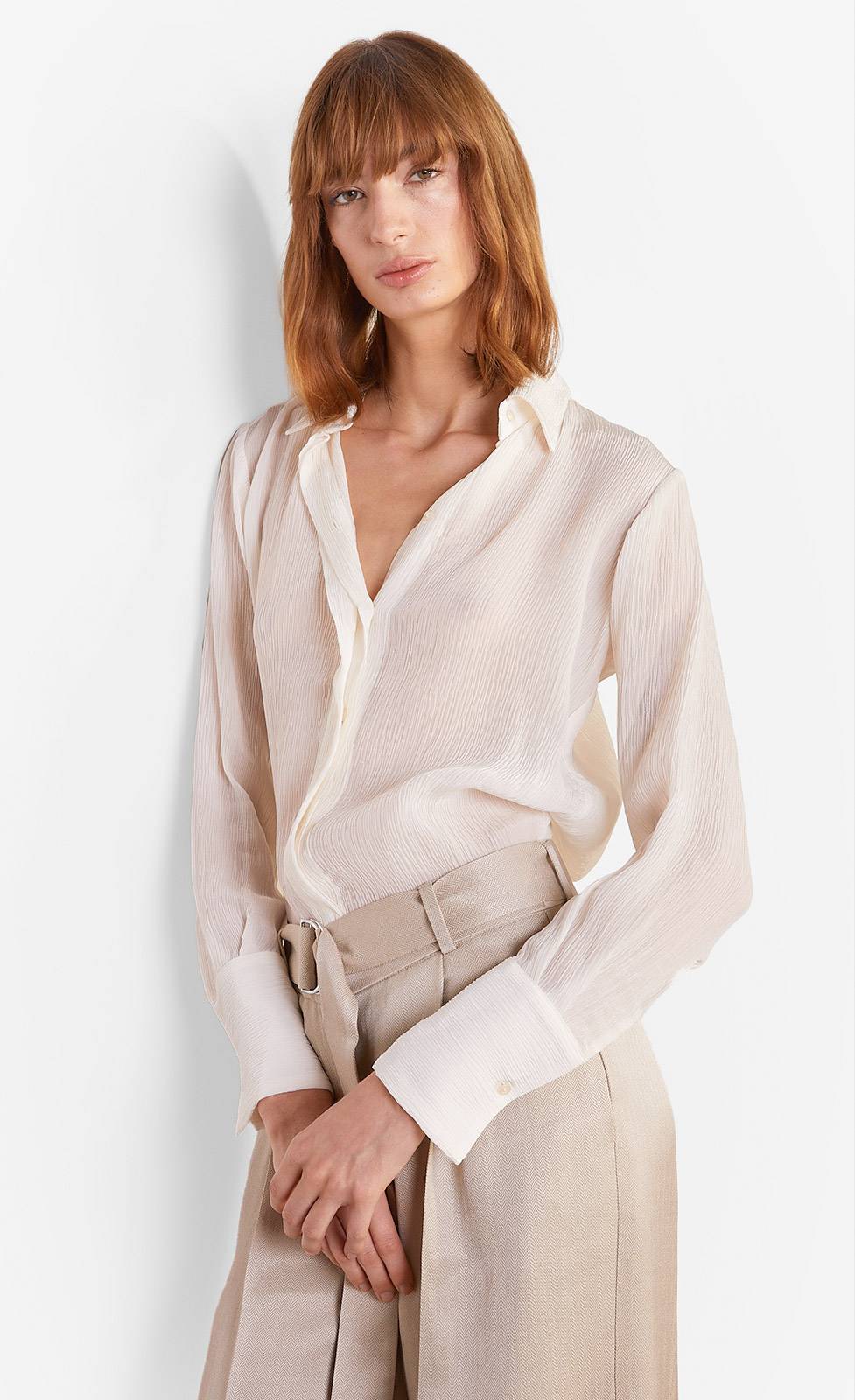 Kiefermann Antje Semitransparente Bluse Aus Crinkle-Ware