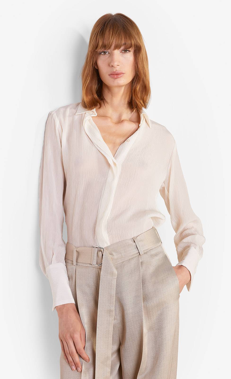 Kiefermann Antje Semitransparente Bluse aus Crinkle-Ware