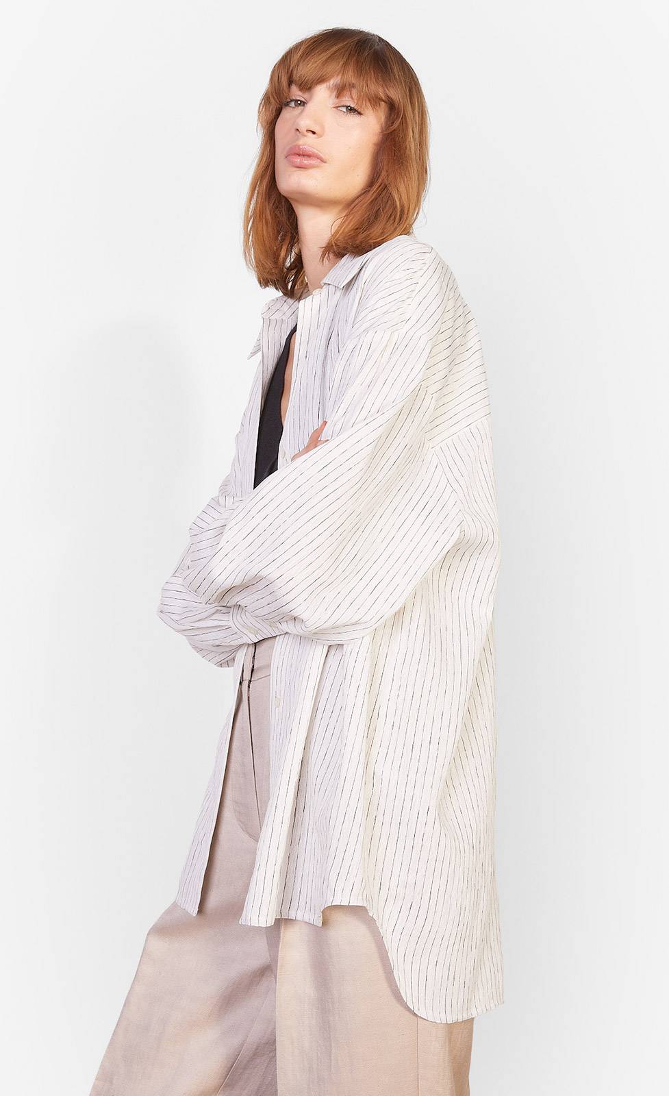 Kiefermann Cindy Gestreifte Longbluse In Crinkle-Optik