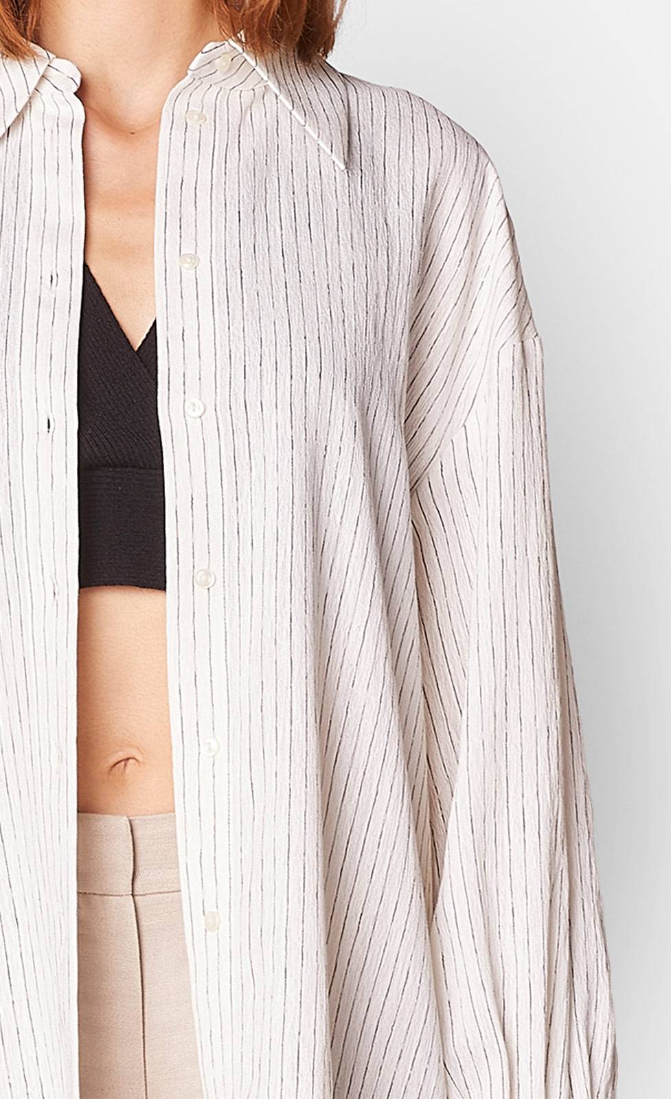 Kiefermann Cindy Gestreifte Longbluse In Crinkle-Optik