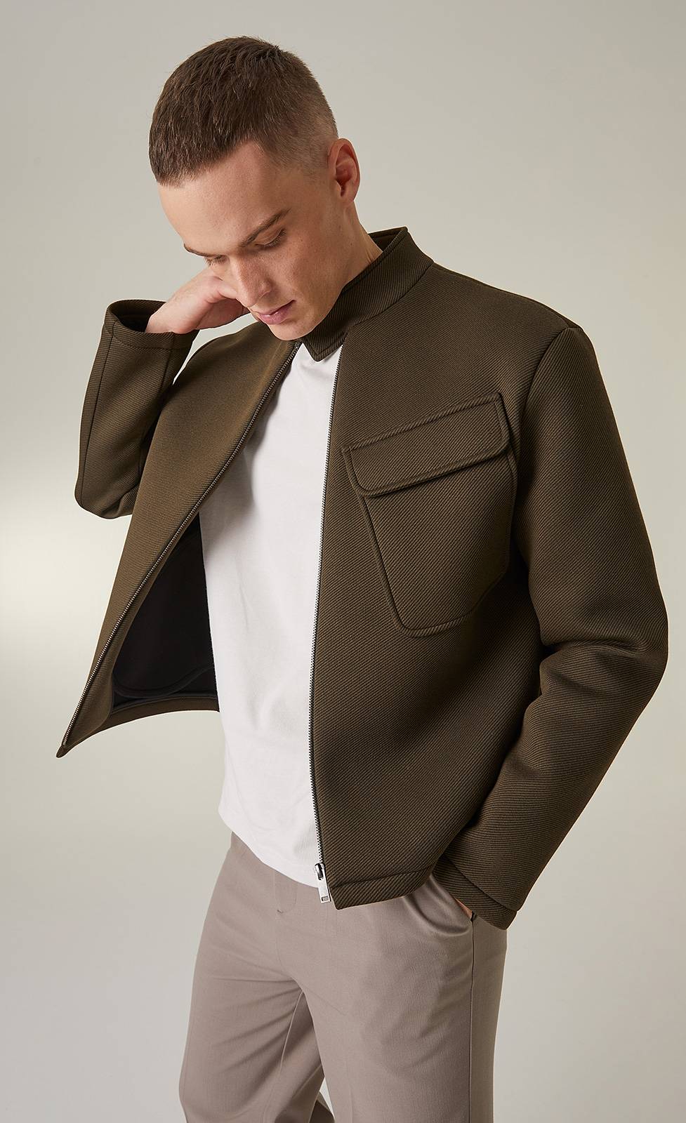 Kiefermann Darwin Jacke aus gebondeter Streifenware