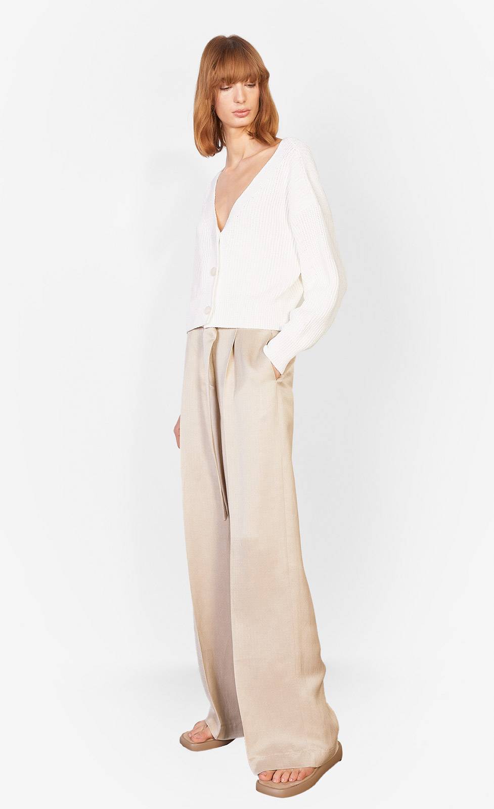 Kiefermann Guilia Weite Hose Mit Gürtel Im Fischgratmuster