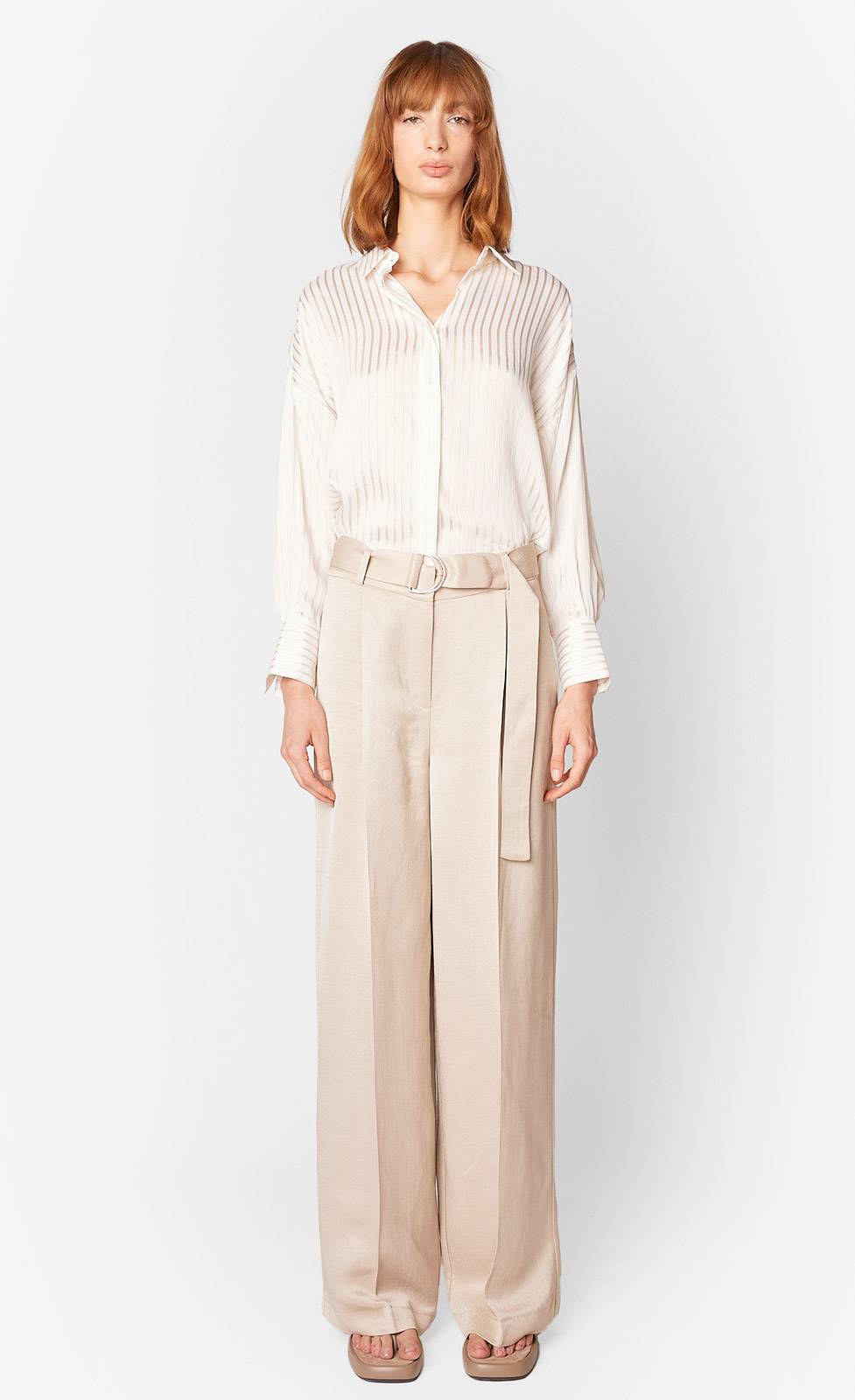 Kiefermann Guilia Weite Hose mit Gürtel im Fischgratmuster