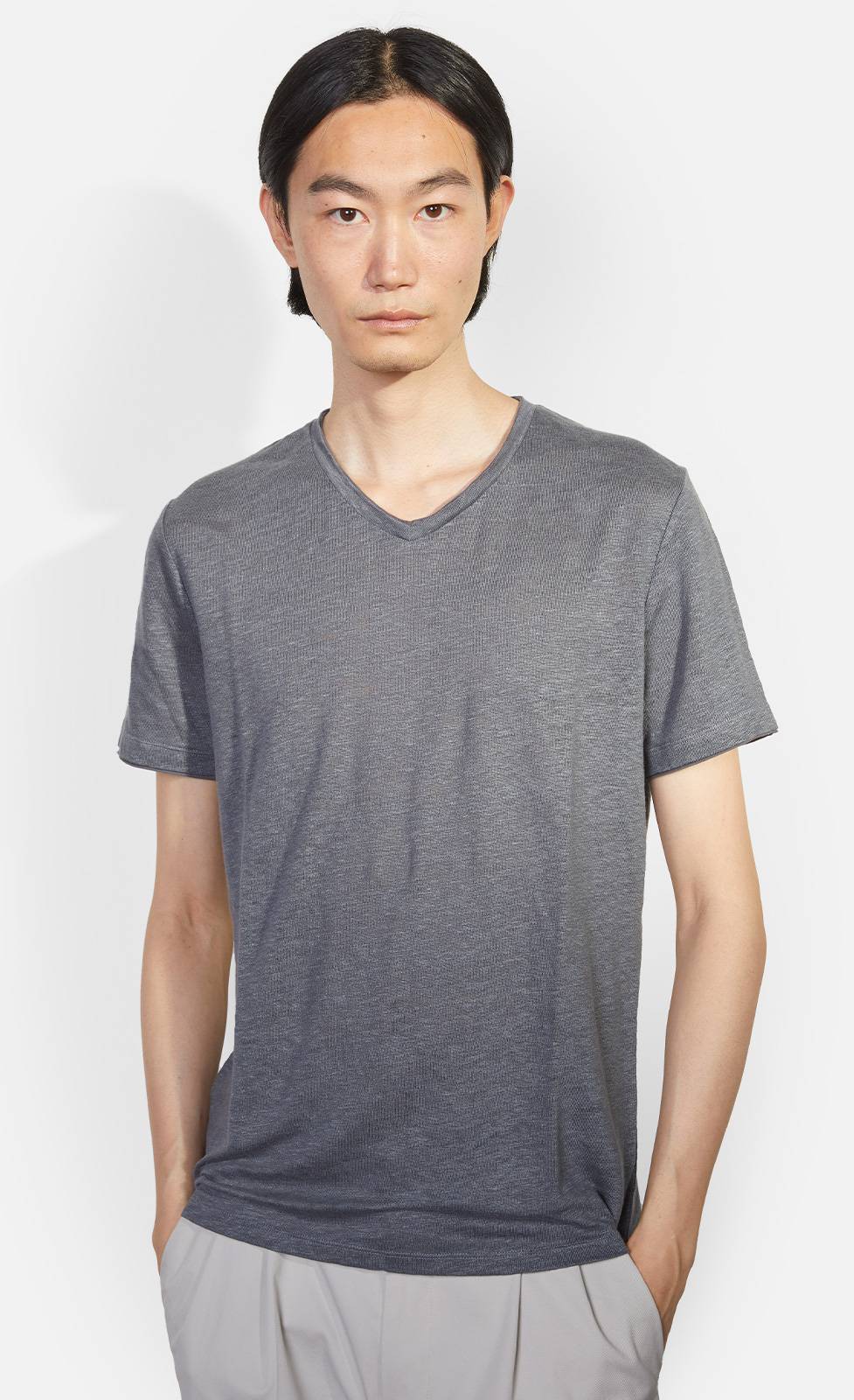 Kiefermann Flynn Leinen-T-Shirt mit V-Ausschnitt