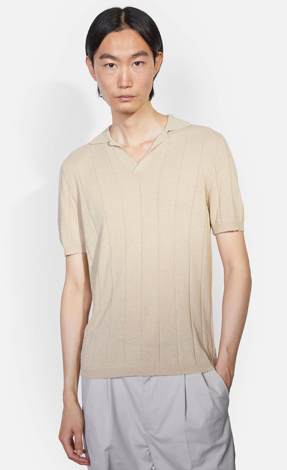 Kiefermann Giovanni Strickpolo mit Streifenoptik