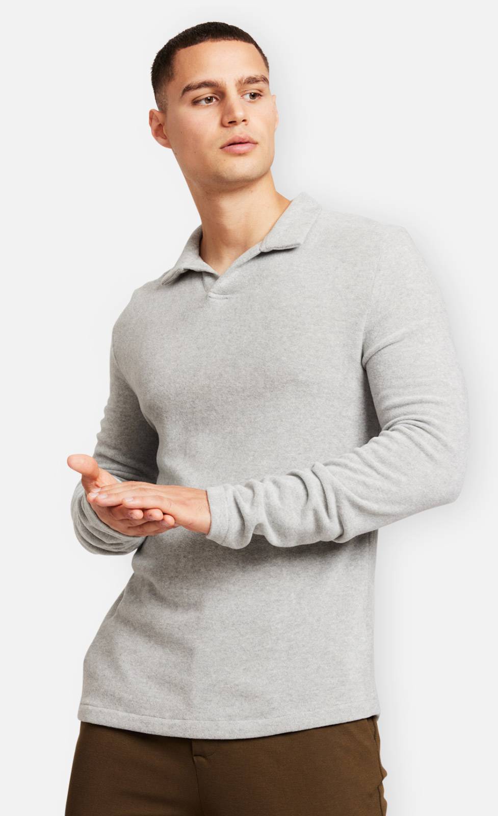 Kiefermann Tonin Langarm Poloshirt Aus Gebrushter Ware