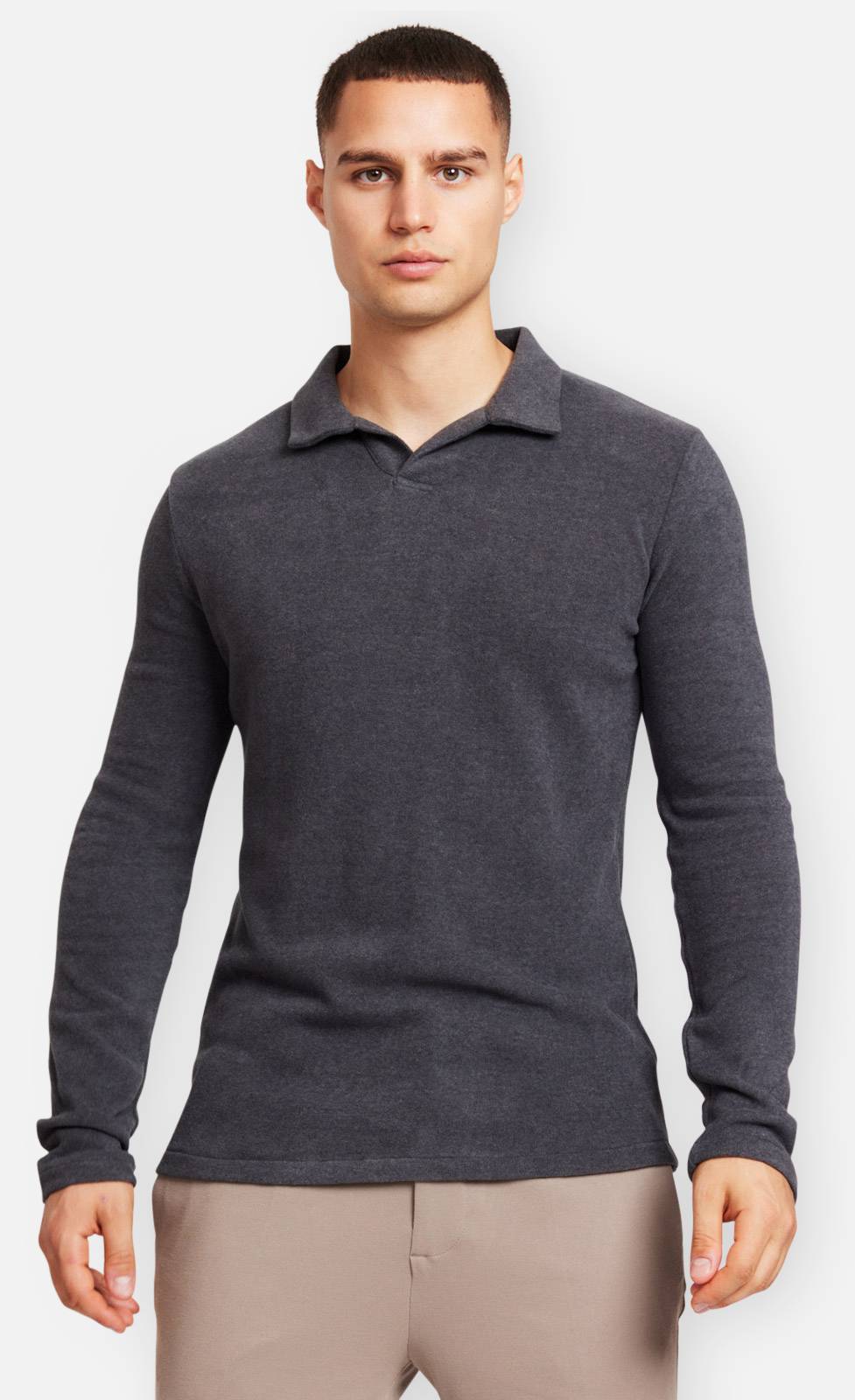 Kiefermann Tonin Langarm Poloshirt Aus Gebrushter Ware