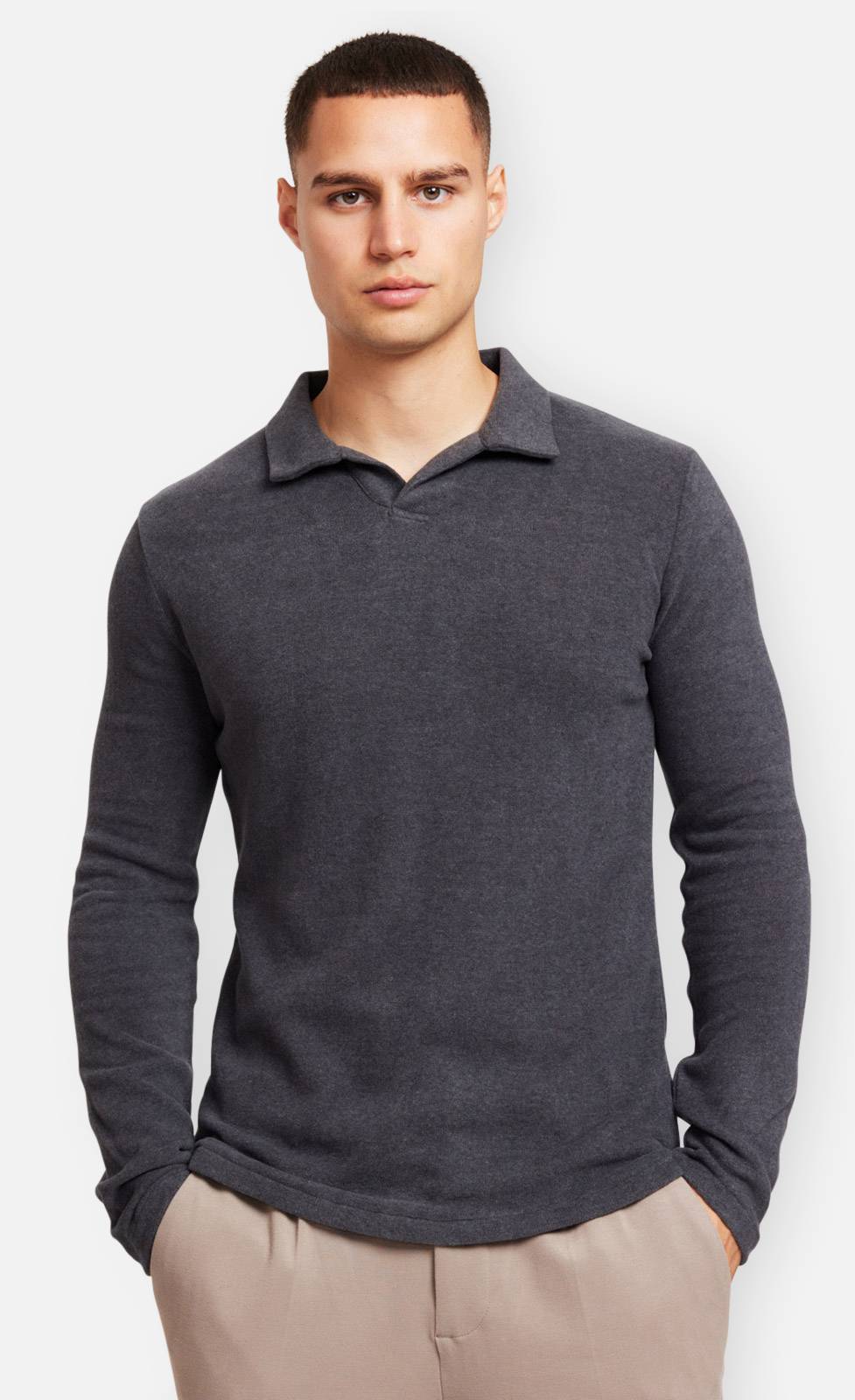 Kiefermann Tonin Langarm Poloshirt Aus Gebrushter Ware