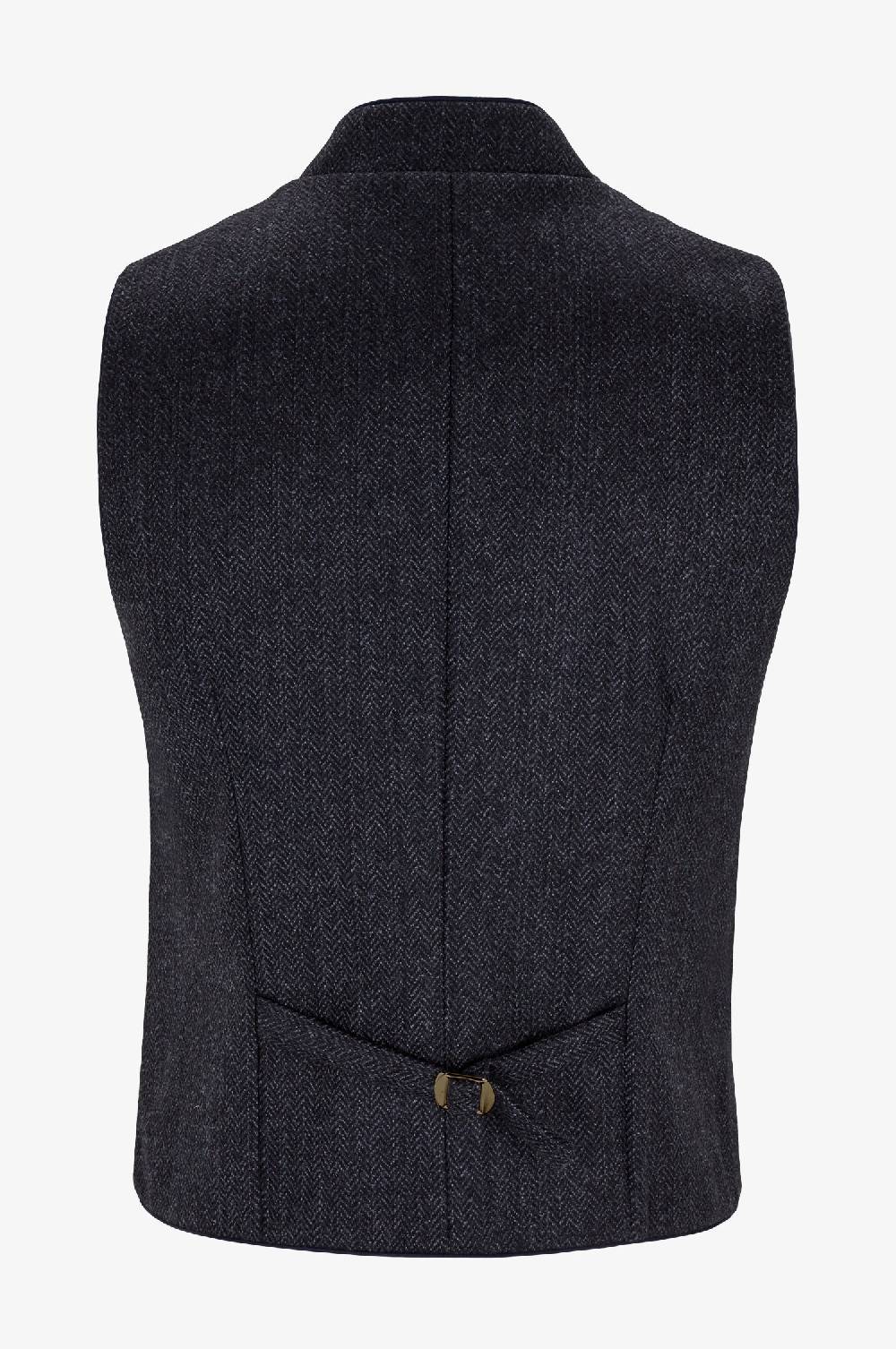 Kinga Mathe Gilet Nick Aus Schurwolle In Anthrazit Mit Paspel In Blau