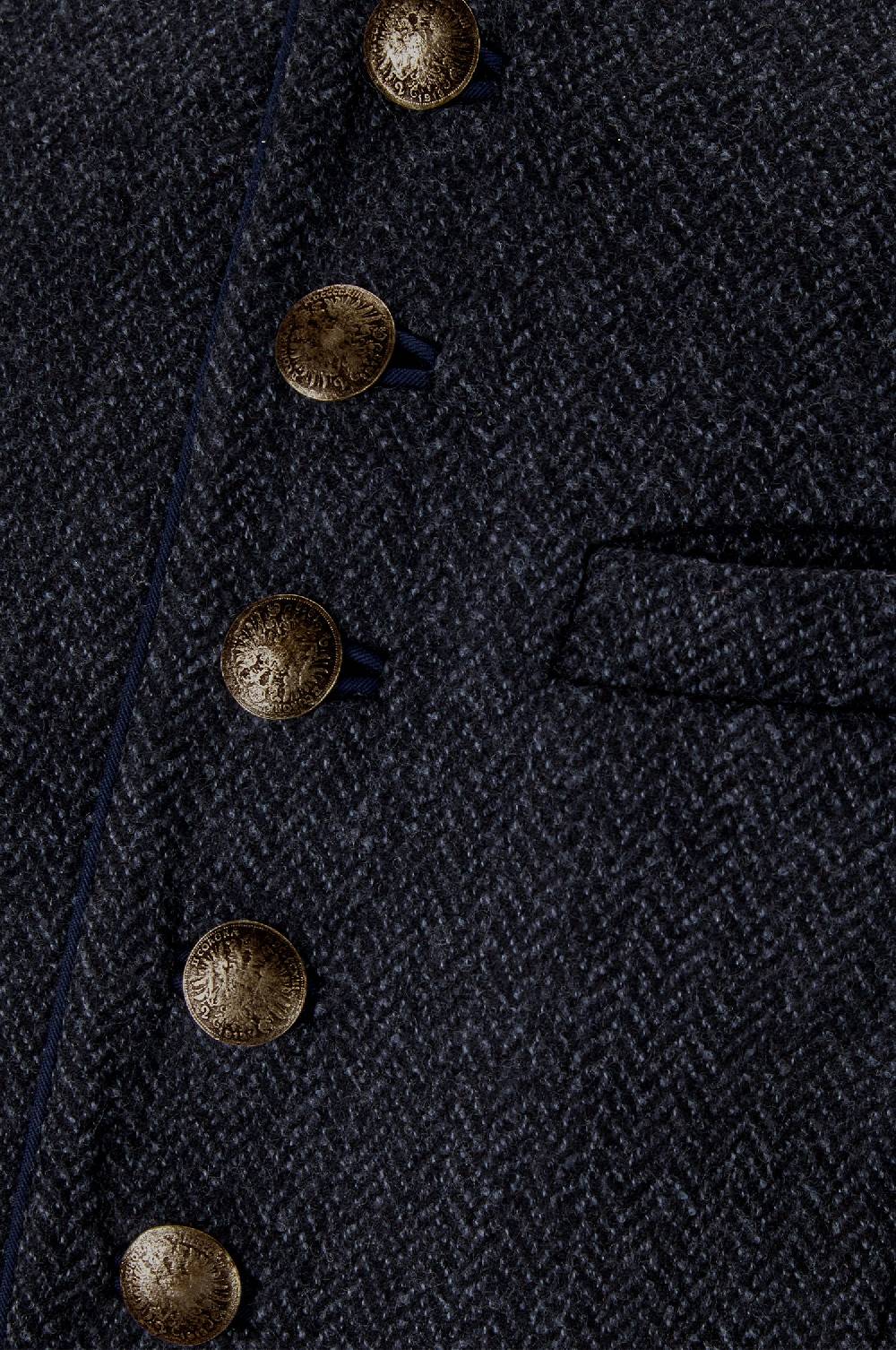 Kinga Mathe Gilet Nick Aus Schurwolle In Anthrazit Mit Paspel In Blau