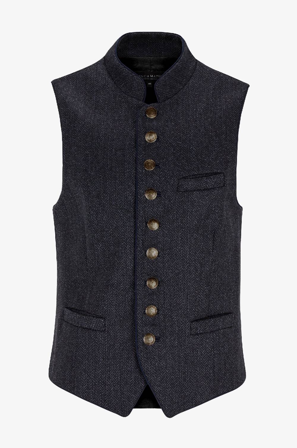 Kinga Mathe Gilet Nick aus Schurwolle in Anthrazit mit Paspel in Blau