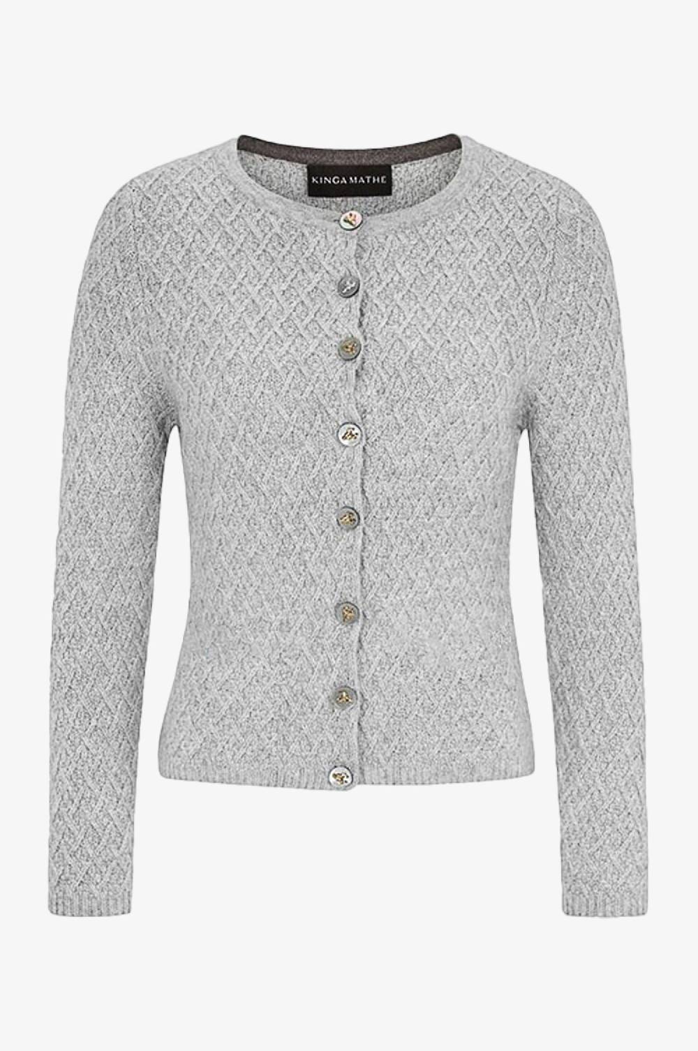 Kinga Mathe Cashmere Strickjacke Flora in Grau