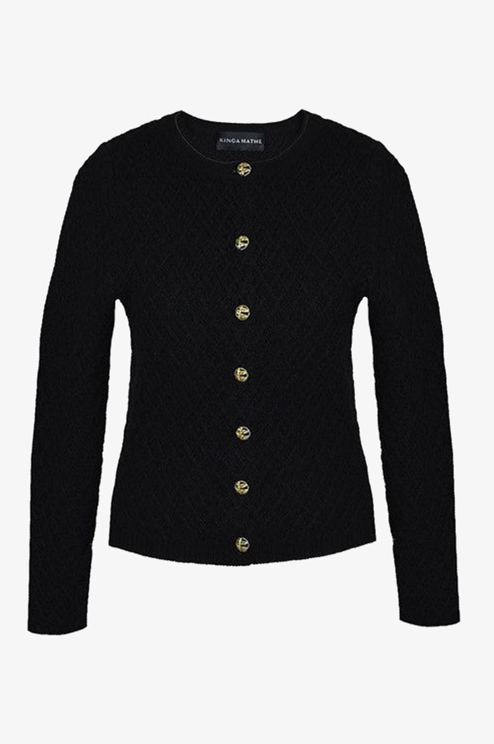 Kinga Mathe Cashmere Strickjacke Flora in Schwarz