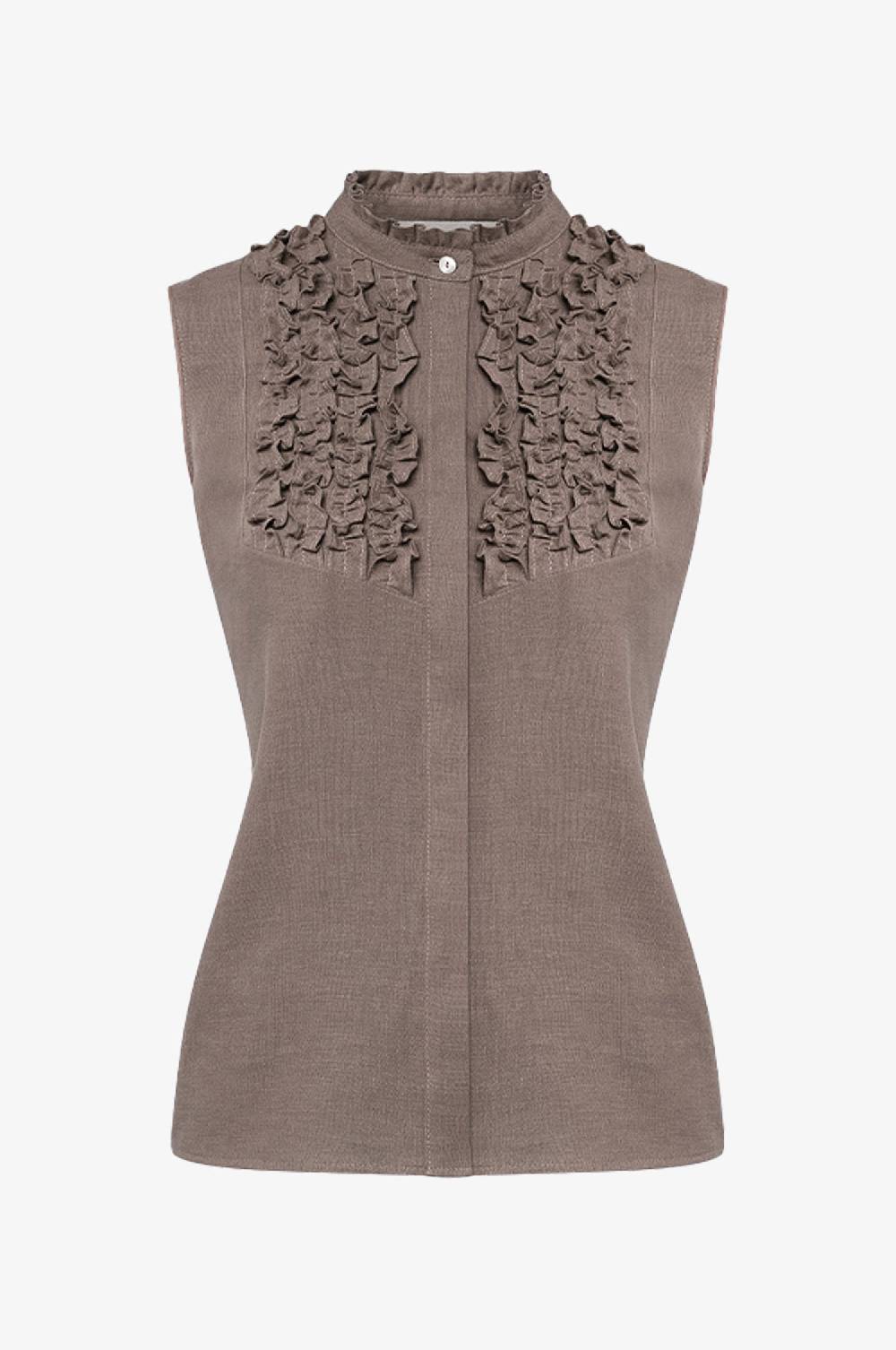 Kinga Mathe Leinenbluse Hanna in Taupe