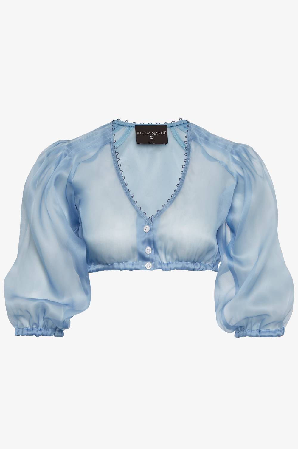 Kinga Mathe Organzabluse Kaira in Taubenblau