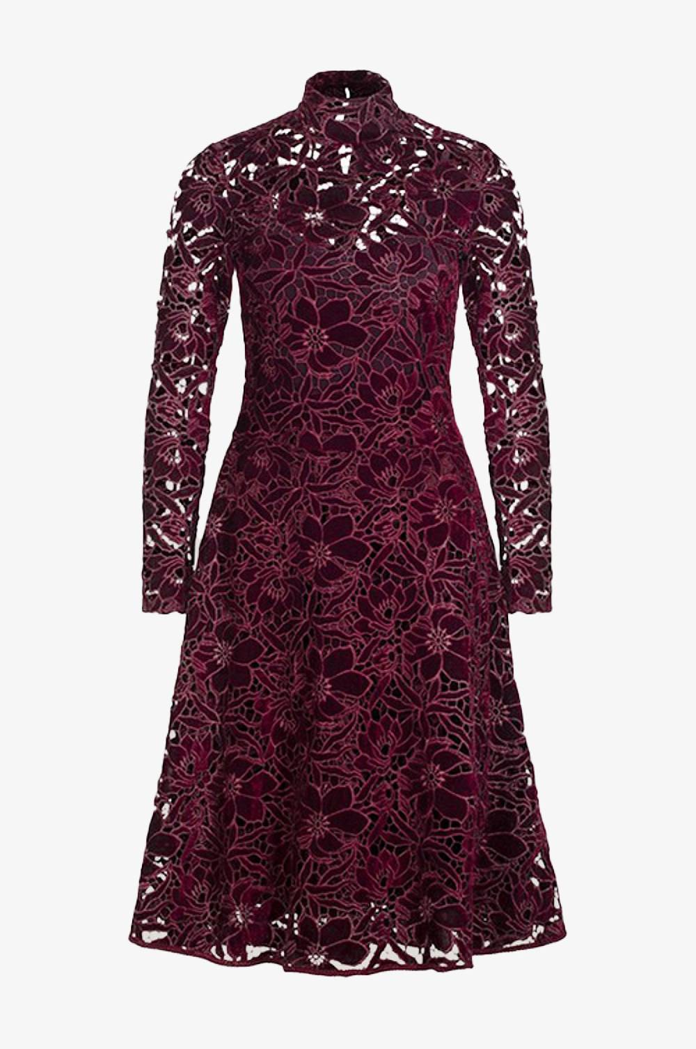 Kinga Mathe Samt Kleid Evelyn In Bordeaux