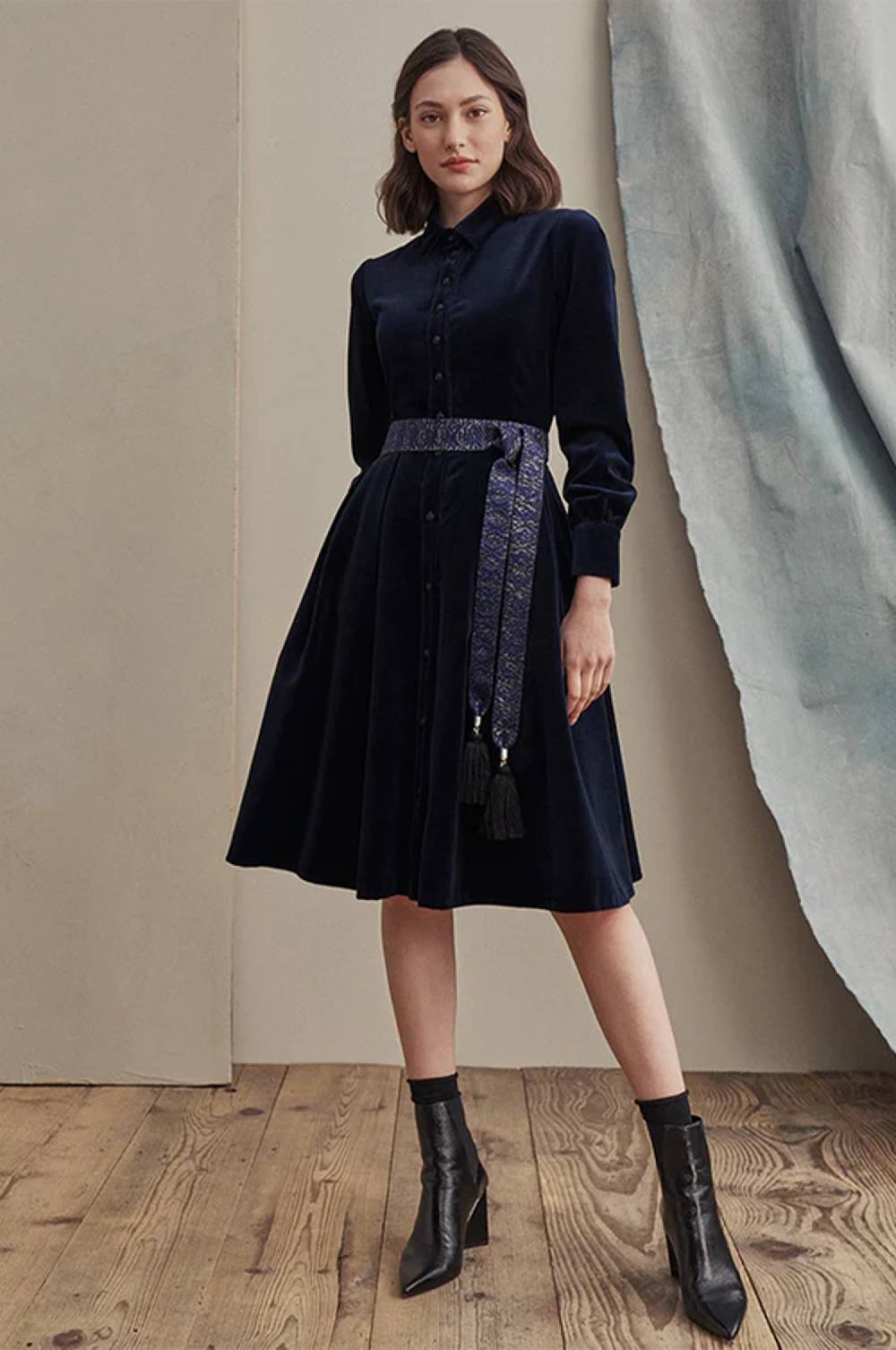 Kinga Mathe Samtkleid Dia In Nachtblau