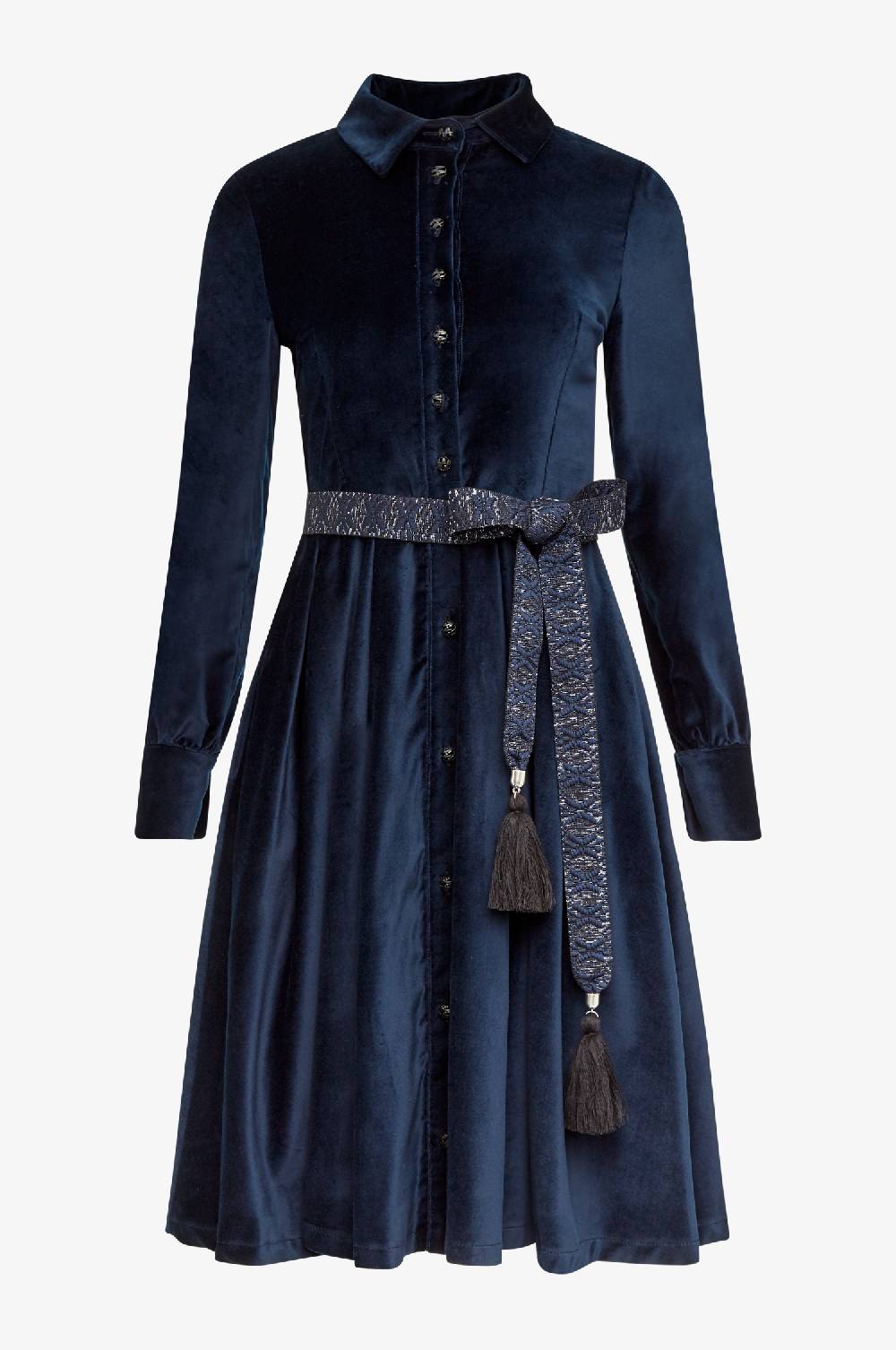 Kinga Mathe Samtkleid Dia in Nachtblau