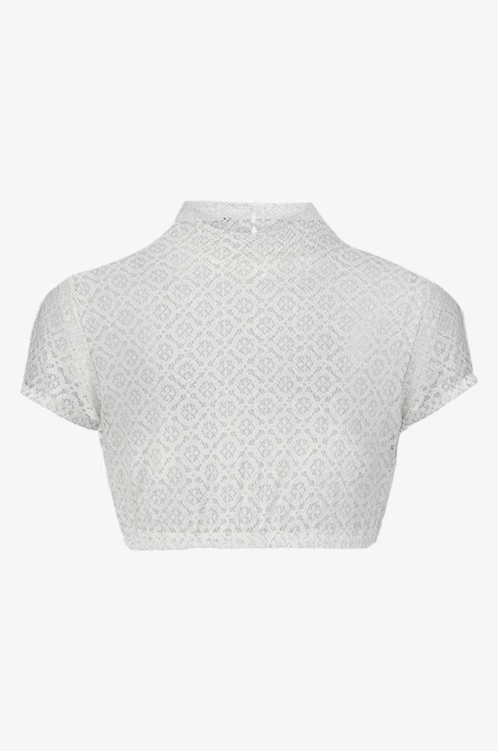 Kinga Mathe Spitzenbluse Inga mit Kurzarm in Weiß