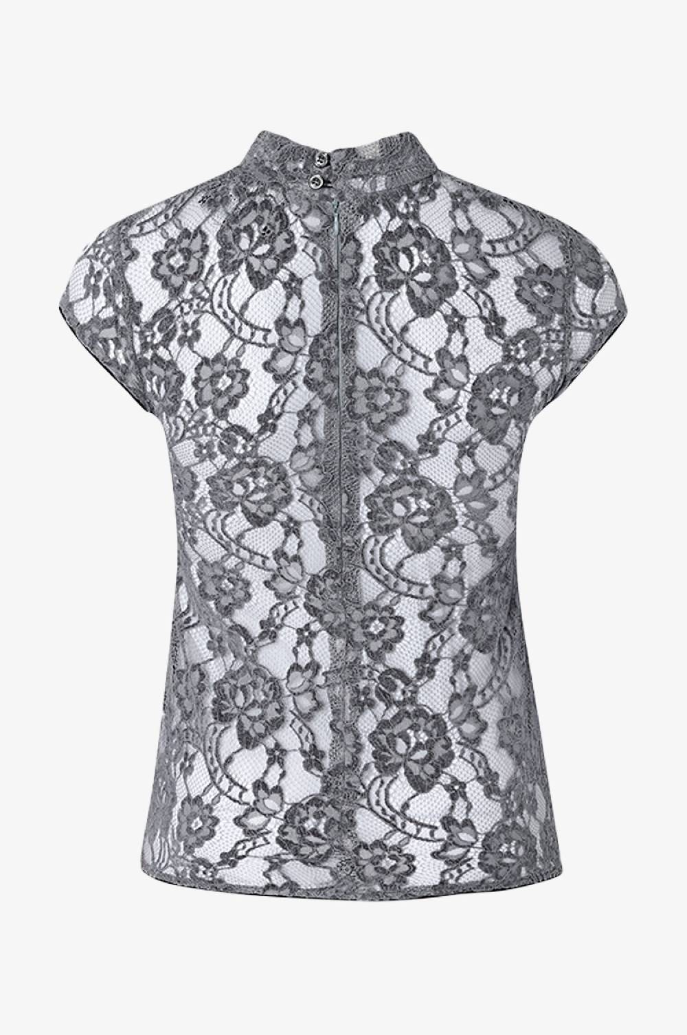 Kinga Mathe Top Charlotte Mit Samtspitze In Grau