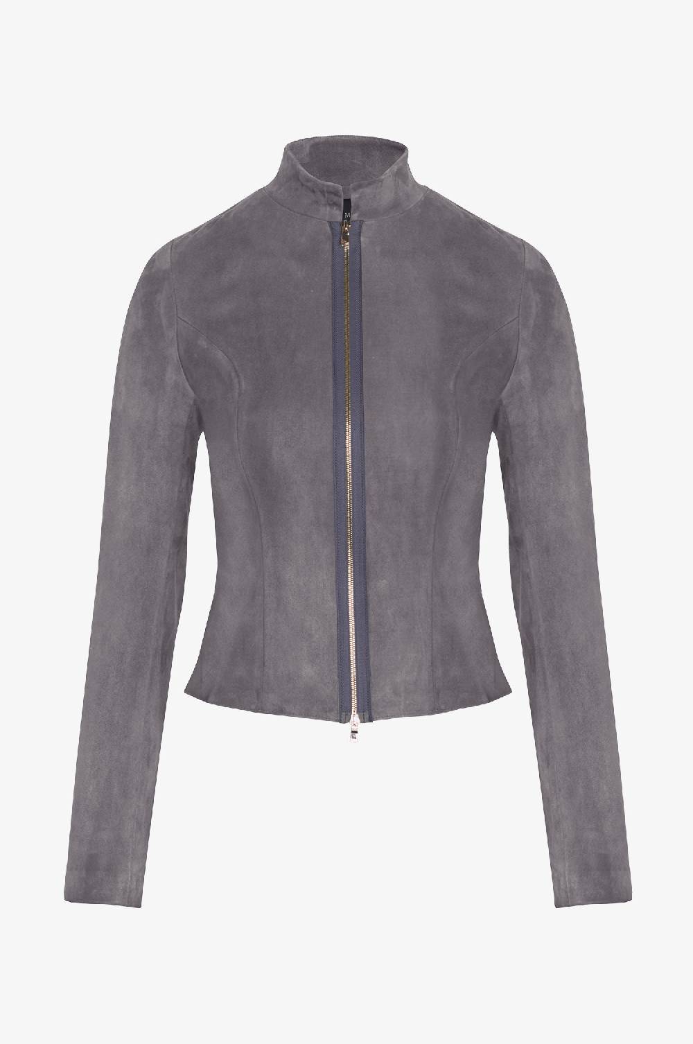 Kinga Mathe Lederjacke Sybille mit Schößchen in Mohair