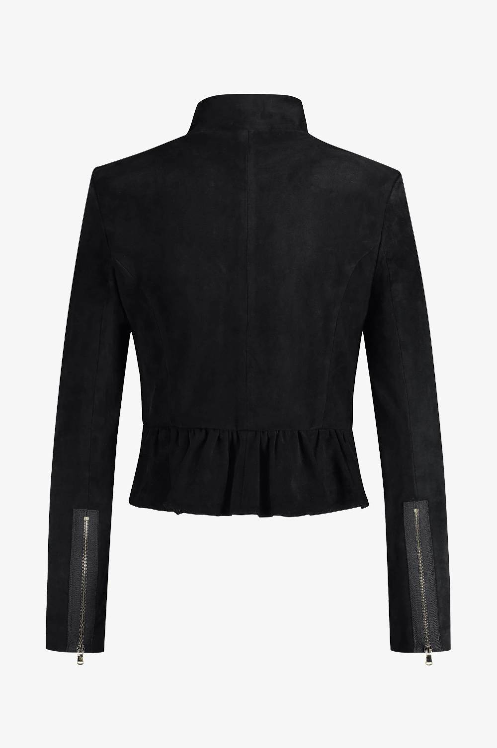 Kinga Mathe Lederjacke Sybille Mit Schößchen In Schwarz