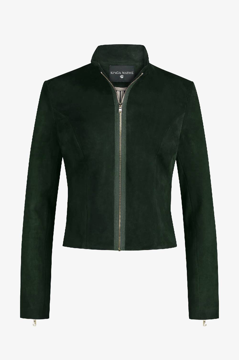 Kinga Mathe Lederjacke Sybille mit Schößchen in Tanne