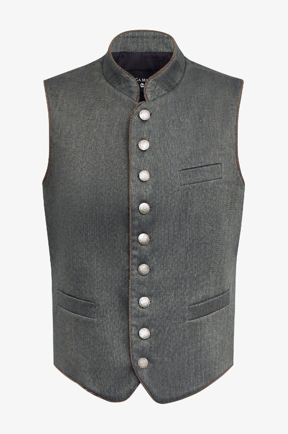 Kinga Mathe Leinengilet Nick in Nachtblau mit Paspel in Fango