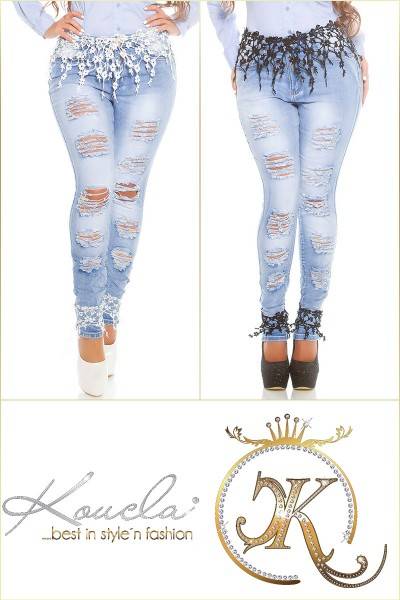 Koucla Curvy Girls! KouCla Skinny Jeans Used Look+ Spitze