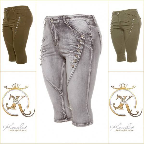 Koucla Curvy Girls Size! Trendy Capri Jeans Knielang