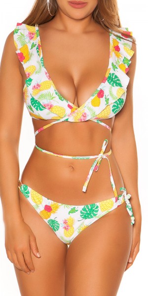Koucla Sexy Bikini mit Rüschen Hawaii Print