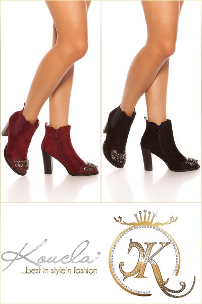 Koucla Sexy Blockabsatz-Stiefelette Mit Strass