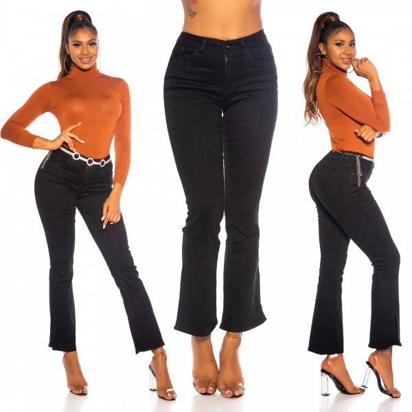 Koucla Sexy Bootcut Jeans Mit Schlitz