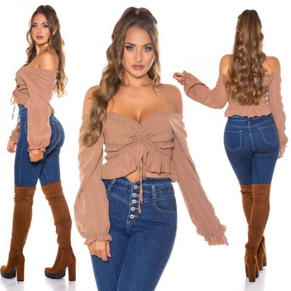 Koucla Sexy Carmen Crop Top Gerafft