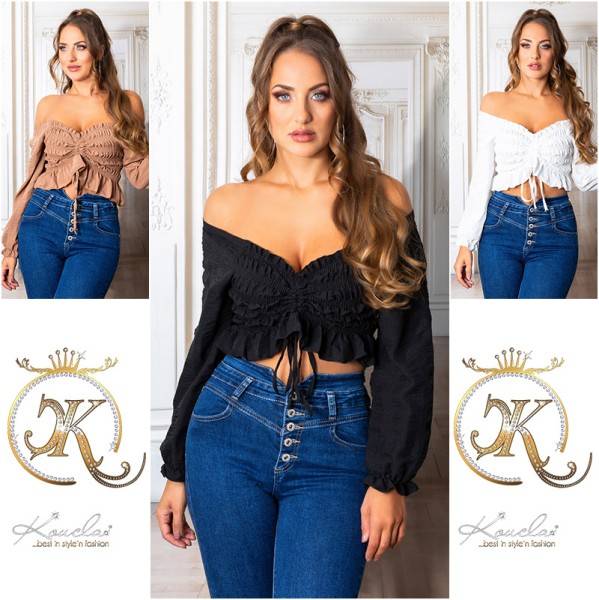 Koucla Sexy Carmen Crop Top Gerafft