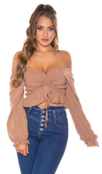Koucla Sexy Carmen Crop Top Gerafft