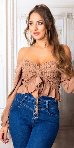 Koucla Sexy Carmen Crop Top Gerafft