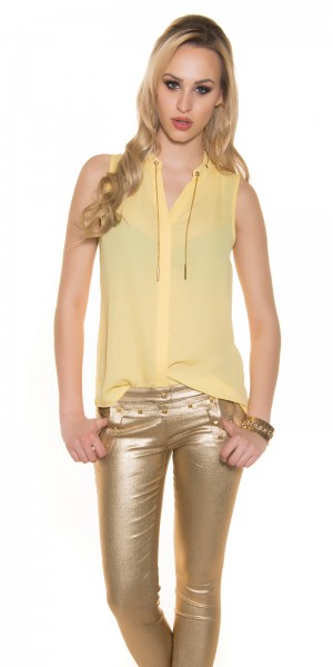 Koucla Sexy Chiffon Bluse ärmellos Mit Kette