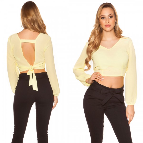 Koucla Sexy Crop Langarm Bluse Sexy Rücken