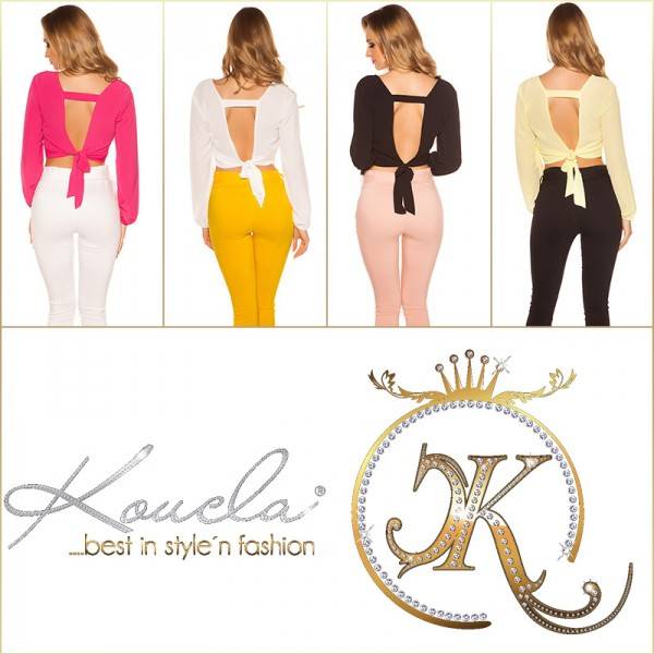 Koucla Sexy Crop Langarm Bluse Sexy Rücken