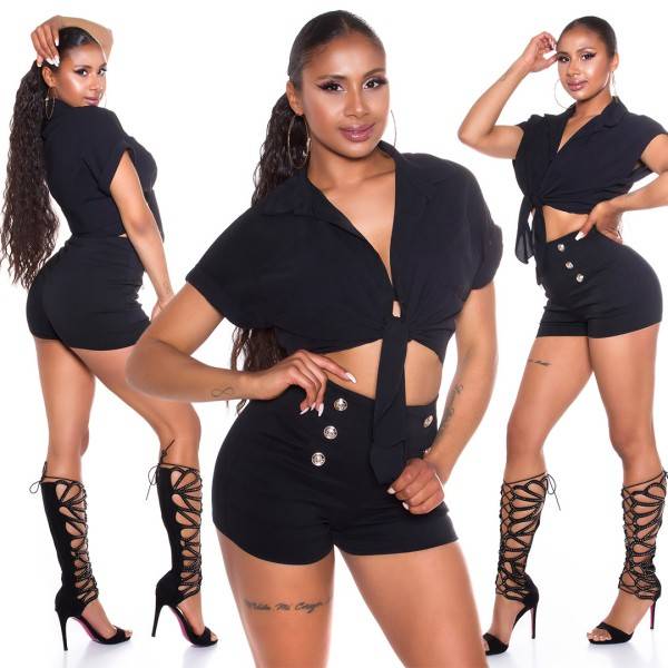 Koucla Sexy Crop-Style Hemd Mit Knoten Vorne