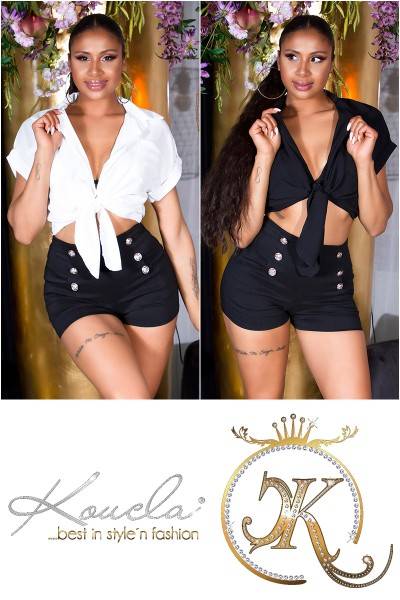 Koucla Sexy Crop-Style Hemd Mit Knoten Vorne