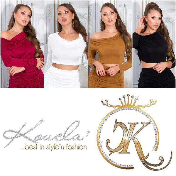 Koucla Sexy Crop Top Mit Wasserfall Ausschnitt