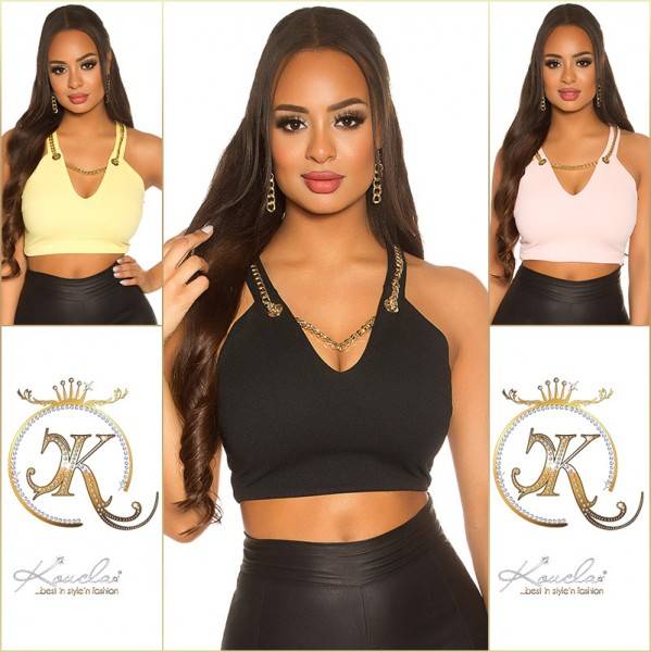 Koucla Sexy Crop V-Cut Top Mit Kette