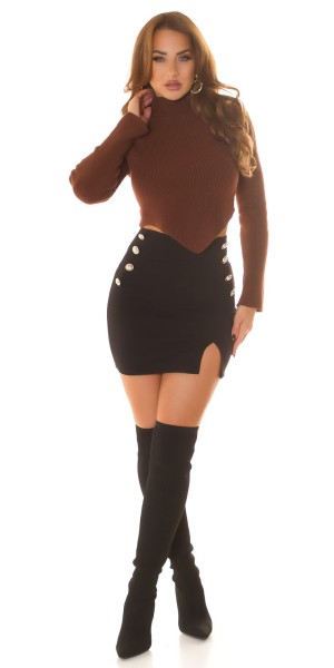 Koucla Sexy Cropped Strickpullover Mit Turtleneck